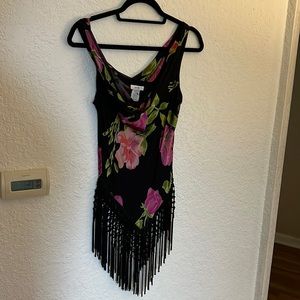 Caché floral blouse with fringe